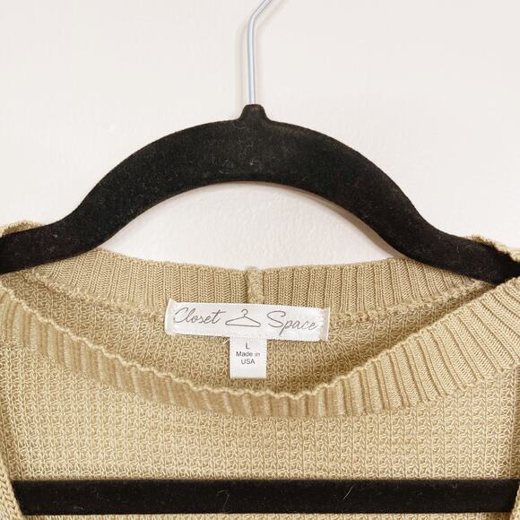 Closet Space Womens Large L Tan Keyhole Neck Lightweight Sweater Made in USA - Picture 6 of 7
